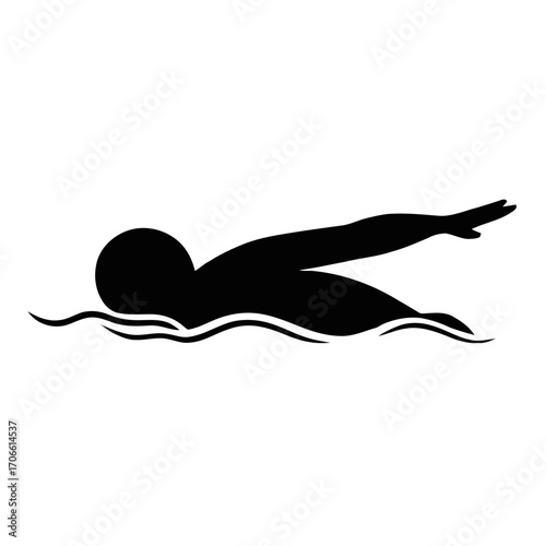 Silhouette a swimmer performing the freestyle stroke