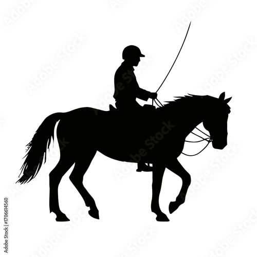 Silhouette a horse rider on a transparent background