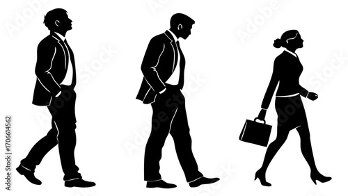 Vector Silhouettes of Business People PNG Isolated on Transparent Background
