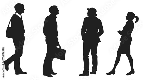 Vector Silhouettes of Business People PNG Isolated on Transparent Background