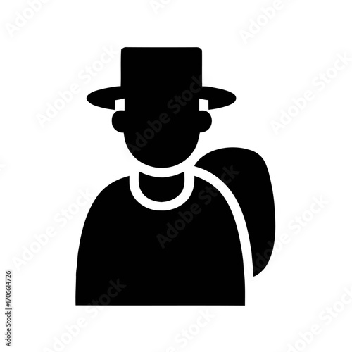 Silhouette a person wearing a hat and backpack