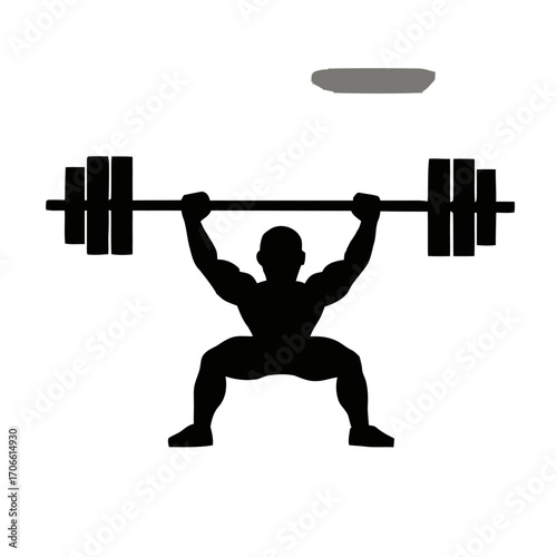 Silhouette a weightlifter lifting a barbell