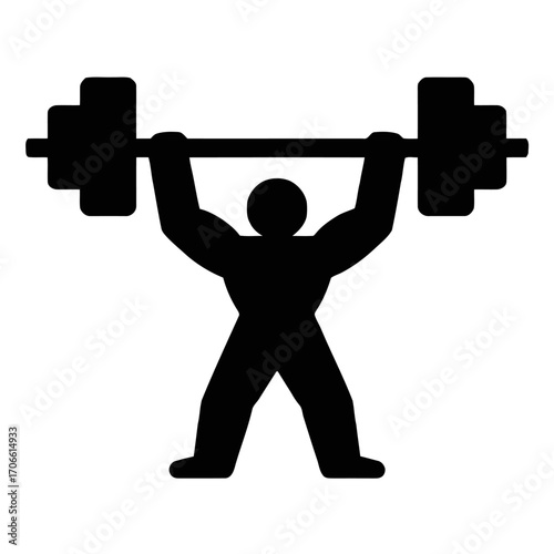 Silhouette a weightlifter lifting a barbell