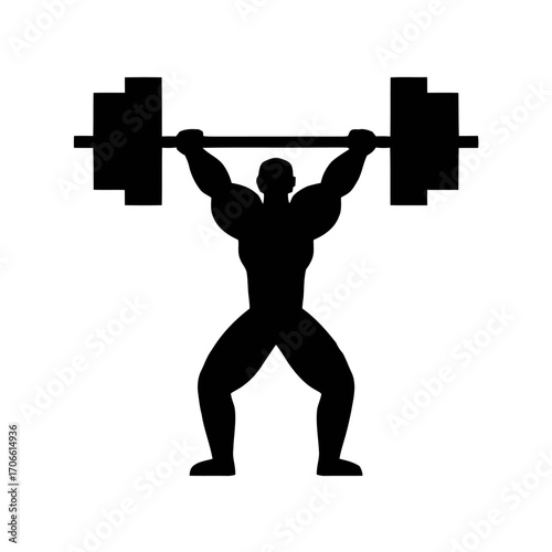 Silhouette a weightlifter lifting a barbell