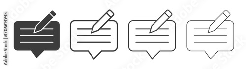 Write comment icons set vectors graphic designs