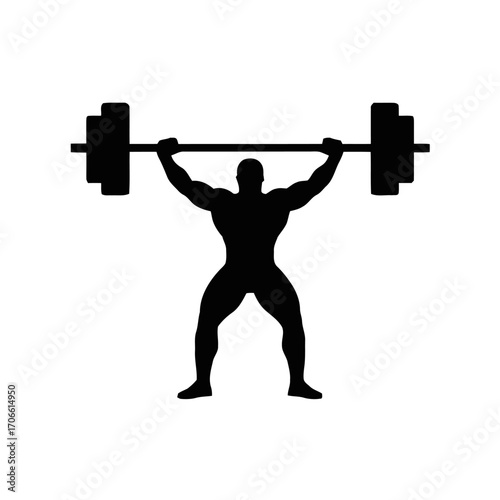 Silhouette a bodybuilder lifting a barbell