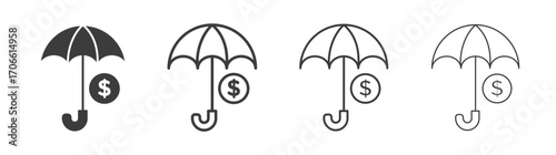 assets protection icons set vectors graphic designs