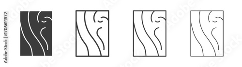 Wood board icons set vectors graphic designs