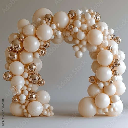 Wallpaper Mural Balloon arch of varied cream-colored and gold spheres, elegant and festive Torontodigital.ca