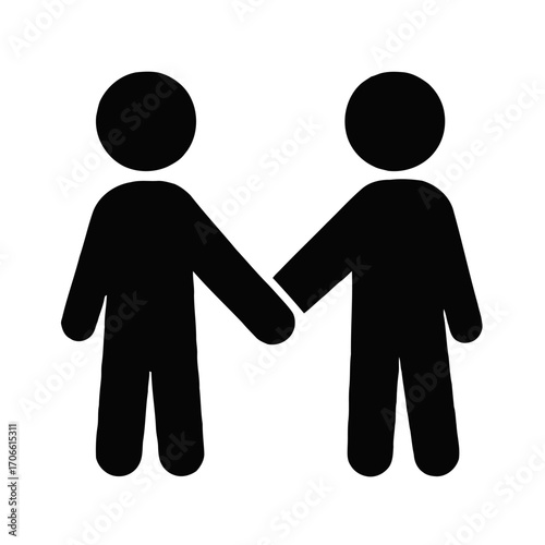 Two black figures holding hands