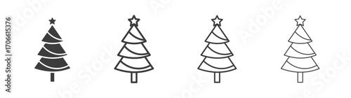 Tree christmas icons set vectors graphic designs