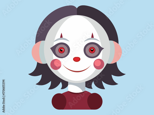 Colorful Halloween mask illustration featuring a playful clown design with exaggerated facial features, perfect for cut-out crafts and festive decorations for Halloween celebrations
