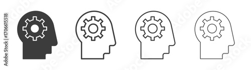 Thinking icons set vectors graphic designs