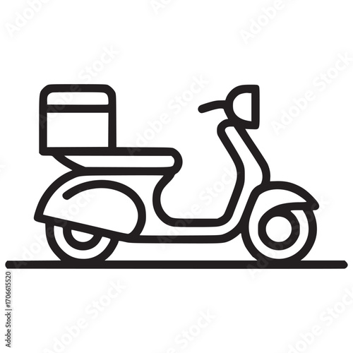 Illustration of a scooter for delivery the design is simple and modern, making it perfect for use in a variety of applications, such as websites, apps, and print materials