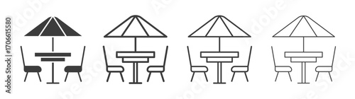 Terrace icons set vectors graphic designs