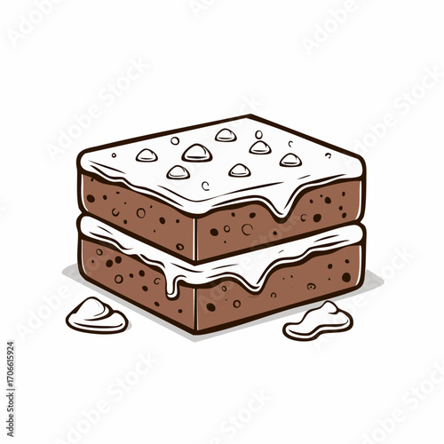 Delicious Brownies Freshly Baked in Simple Line Art