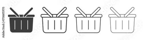 Shopping basket icons set vectors graphic designs