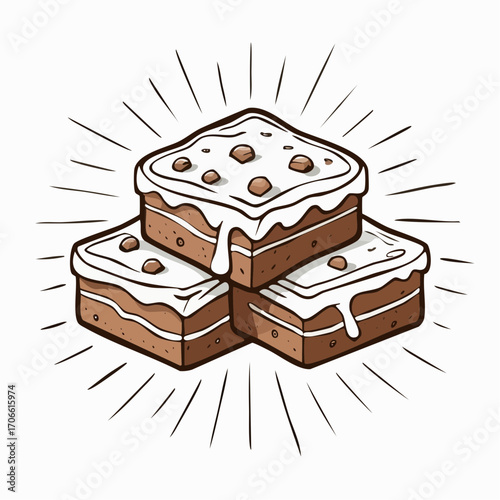 Delicious Brownies Freshly Baked in Simple Line Art