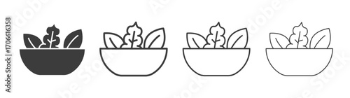 Salad icons set vectors graphic designs