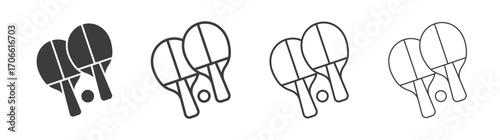 Ping pong icons set vectors graphic designs