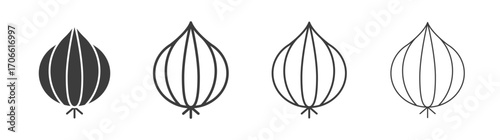 Onion icons set vectors graphic designs