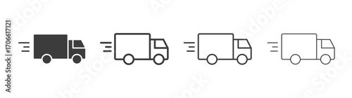 Moving truck icons set vectors graphic designs