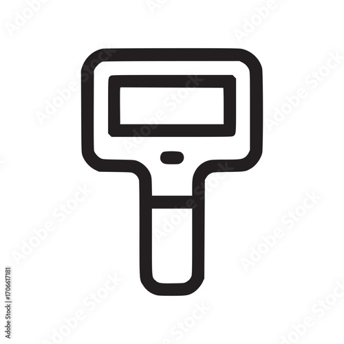 Illustration of a noncontact thermometer, a medical device used to measure body temperature from a distance, ensuring hygiene and safety in healthcare settings