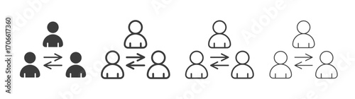 Mediator icons set vectors graphic designs