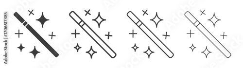Magic wand icons set vectors graphic designs
