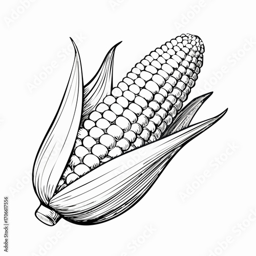 Sweet corn sketch vector for fresh food marketing
