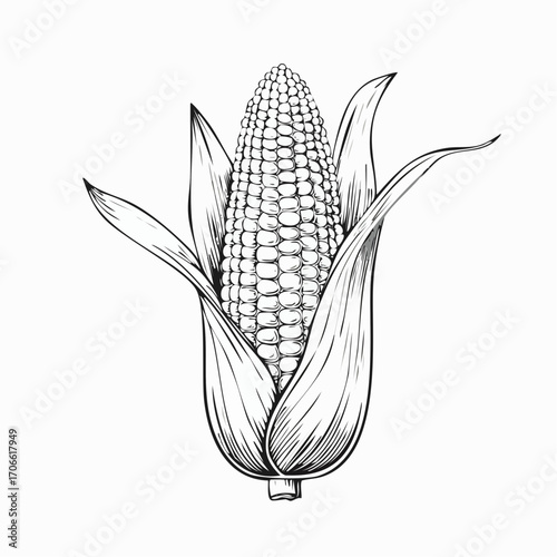 Sweet corn sketch vector for fresh food marketing