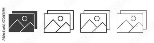 Gallery icons set vectors graphic designs