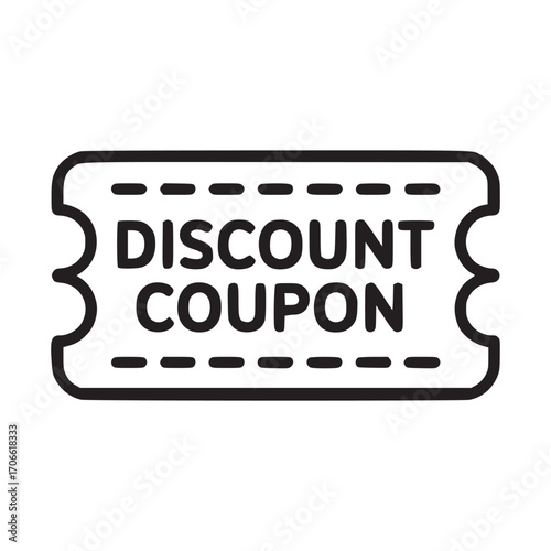 Illustration of a discount coupon this minimalist design features a simple, clean representation of a coupon, perfect for use in retail, marketing, or promotionrelated projects