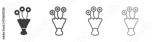 Flower bouquet icons set vectors graphic designs