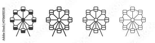 Ferris wheel icons set vectors graphic designs
