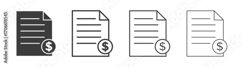 File invoice icons set vectors graphic designs