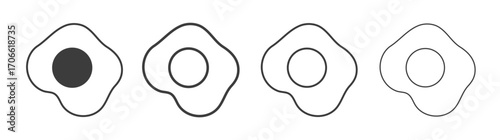 Egg fried icons set vectors graphic designs