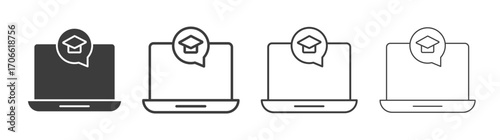 E learning icons set vectors graphic designs