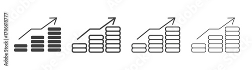 Earning icons set vectors graphic designs