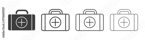 Doctor bag icons set vectors graphic designs