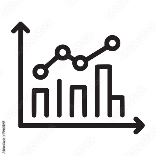 Vector art of line graph and bar chart showing upward trend, this illustration represents data analysis, business growth, and statistical information in a clean and modern design