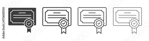 Diploma icons set vectors graphic designs