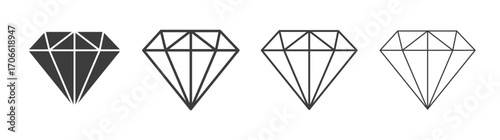 Diamond icons set vectors graphic designs