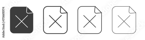 Delete Document icons set vectors graphic designs