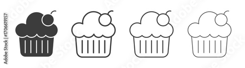 Cupcake icons set vectors graphic designs