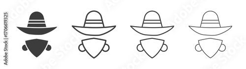 Cowboy icons set vectors graphic designs