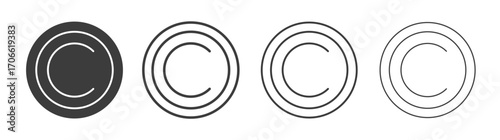 Copyright icons set vectors graphic designs