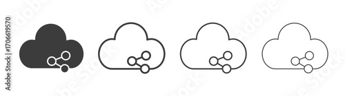 Cloud share icons set vectors graphic designs