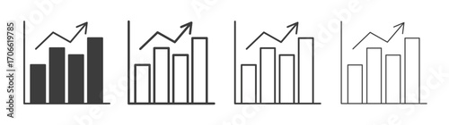 Chart histogram icons set vectors graphic designs