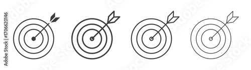 Bullseye icons set vectors graphic designs